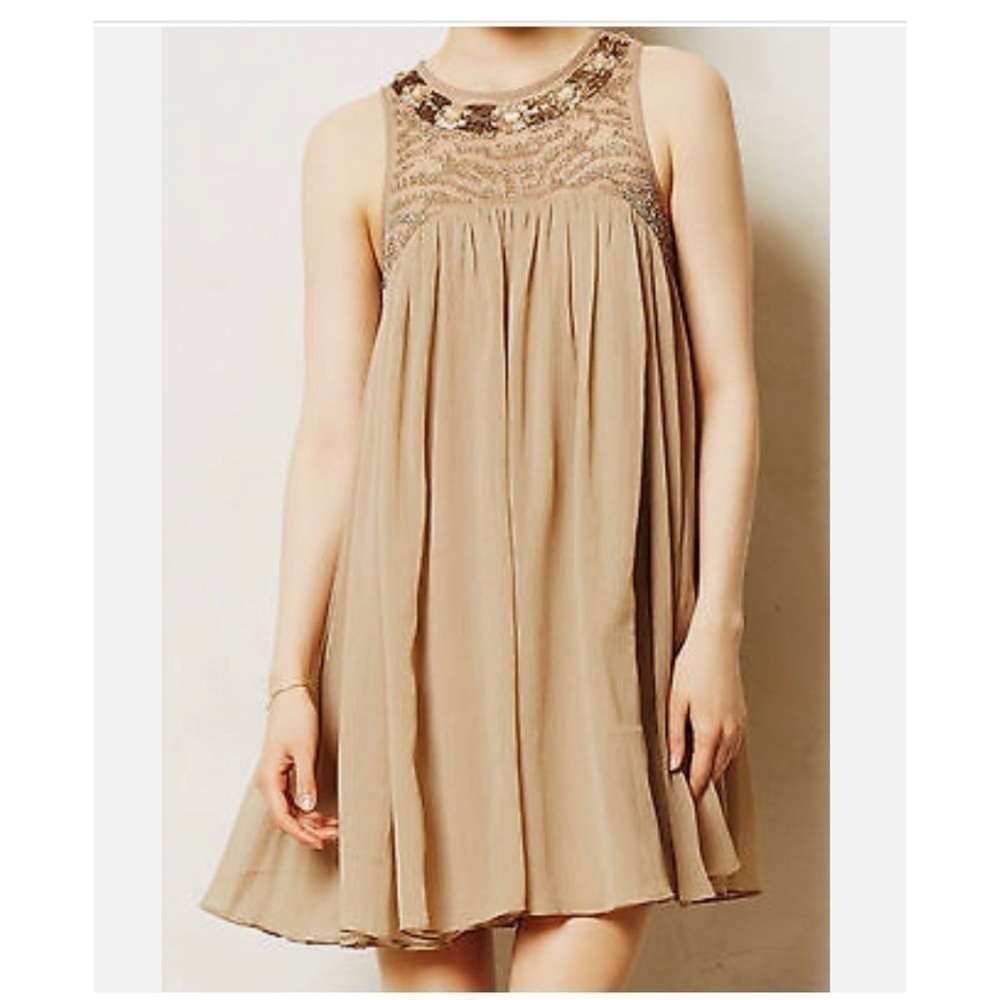 MOULINETTE Soeurs Anthropologie dress Taupe - Picture 8 of 12
